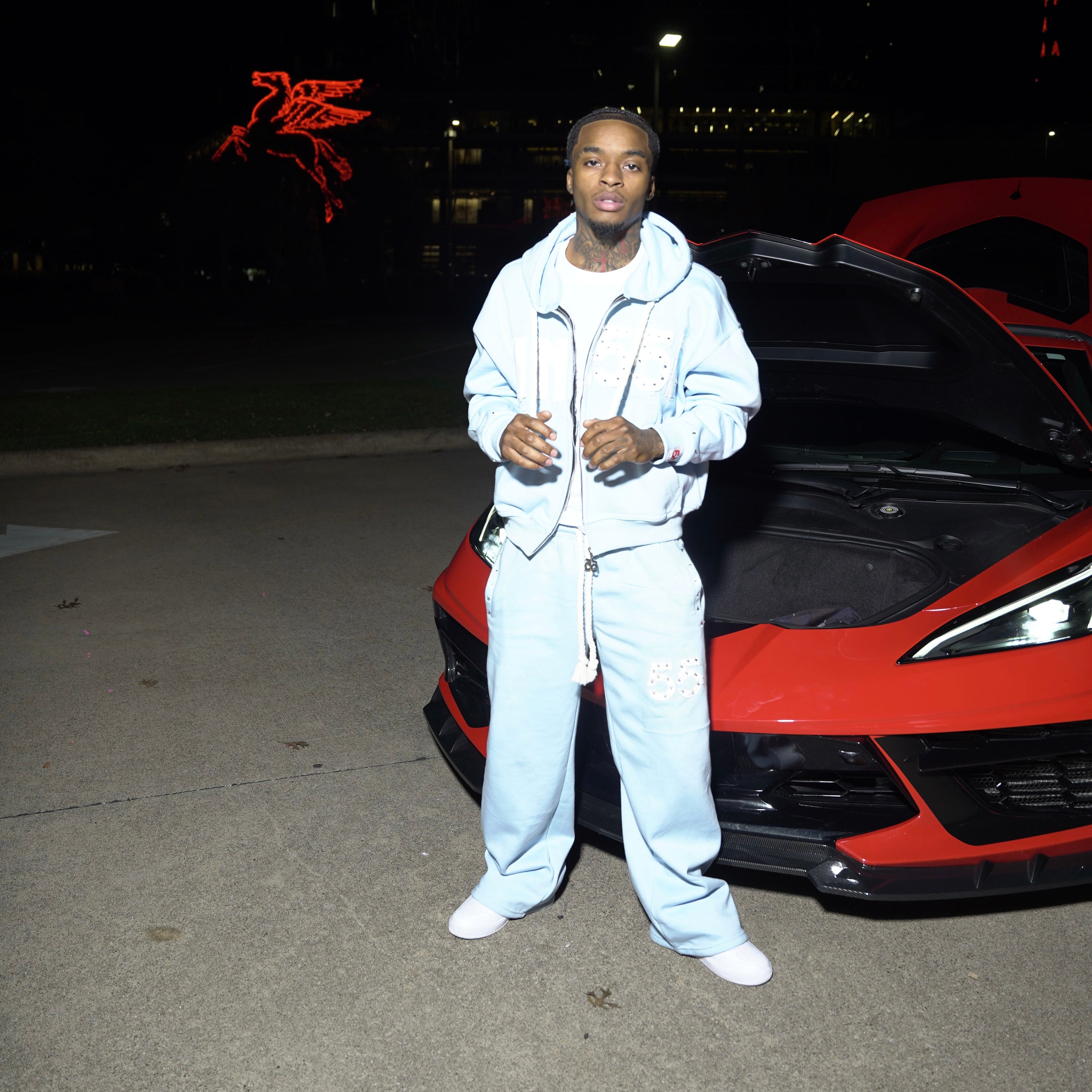 Blue 55 Rhinestone Zip up