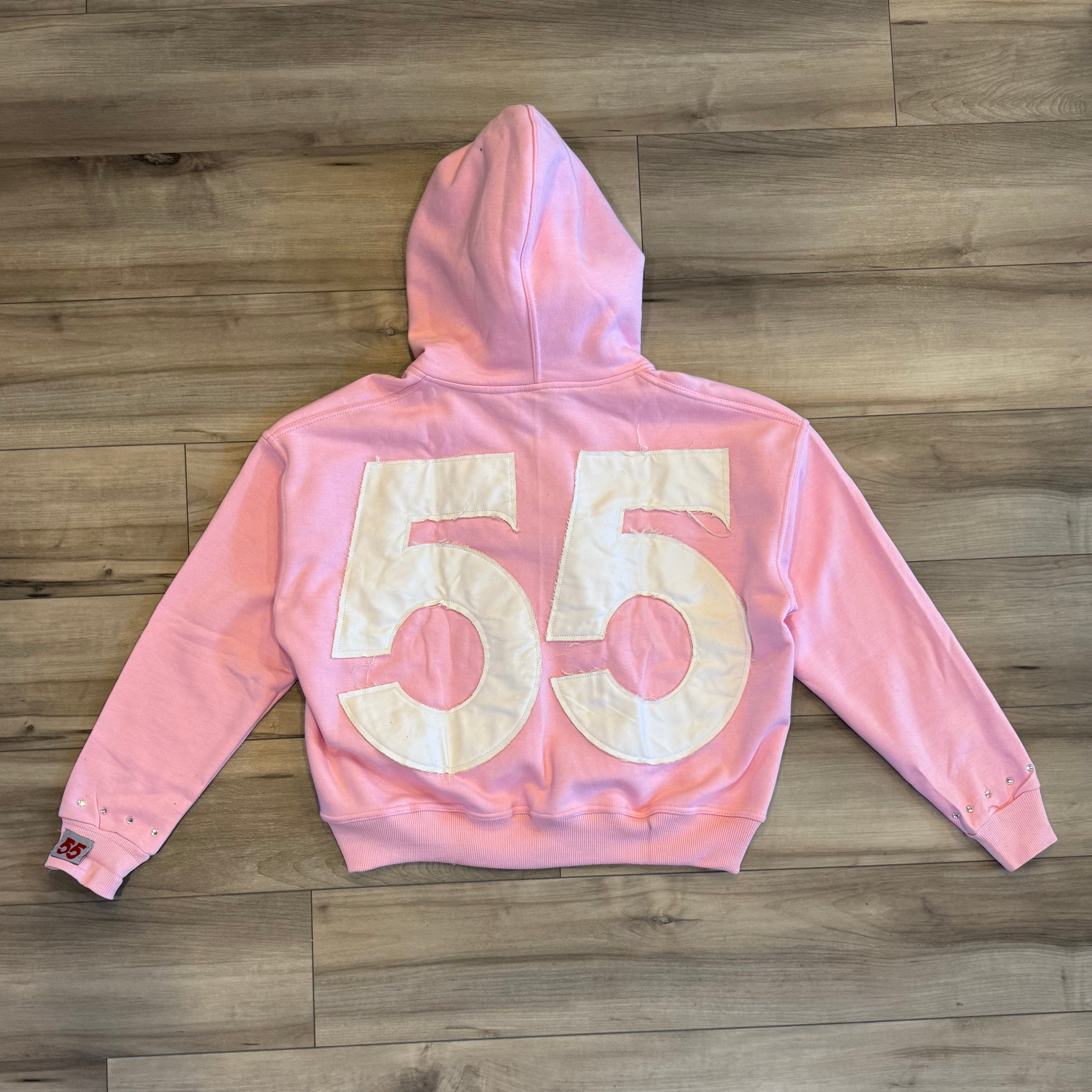 Pink  55 Rhinestone Zip up