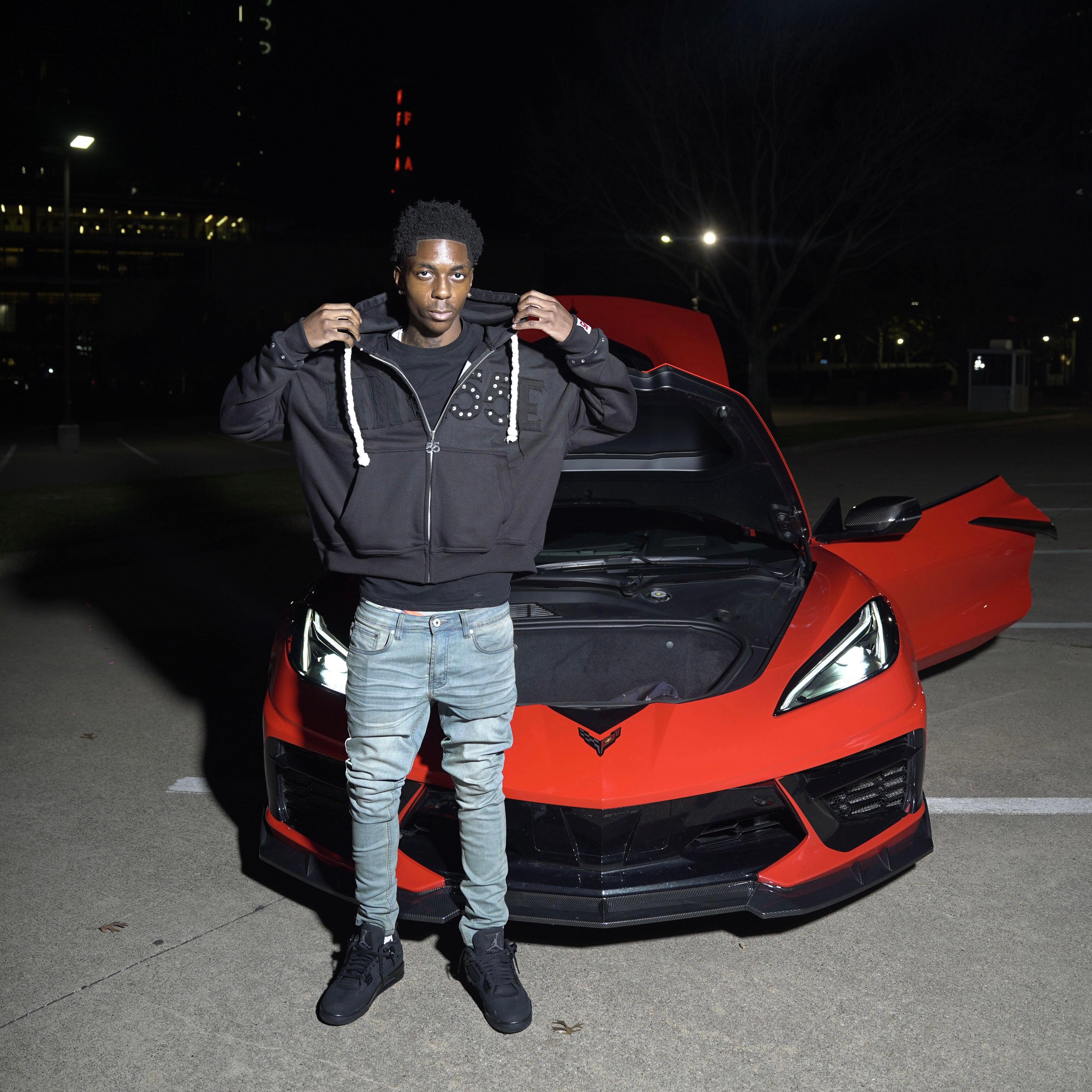 Black 55 Rhinestone Zip up