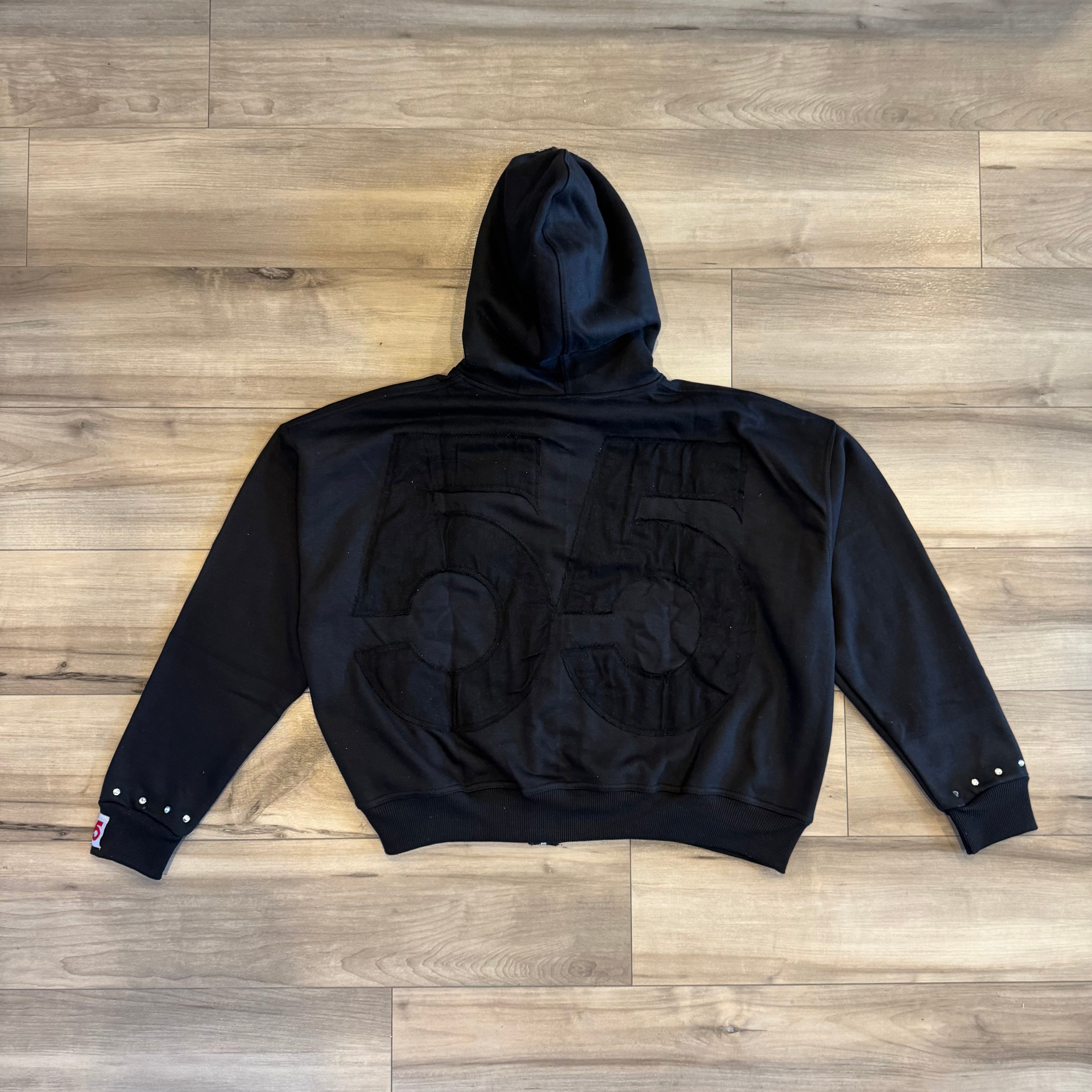 Black 55 Rhinestone Zip up