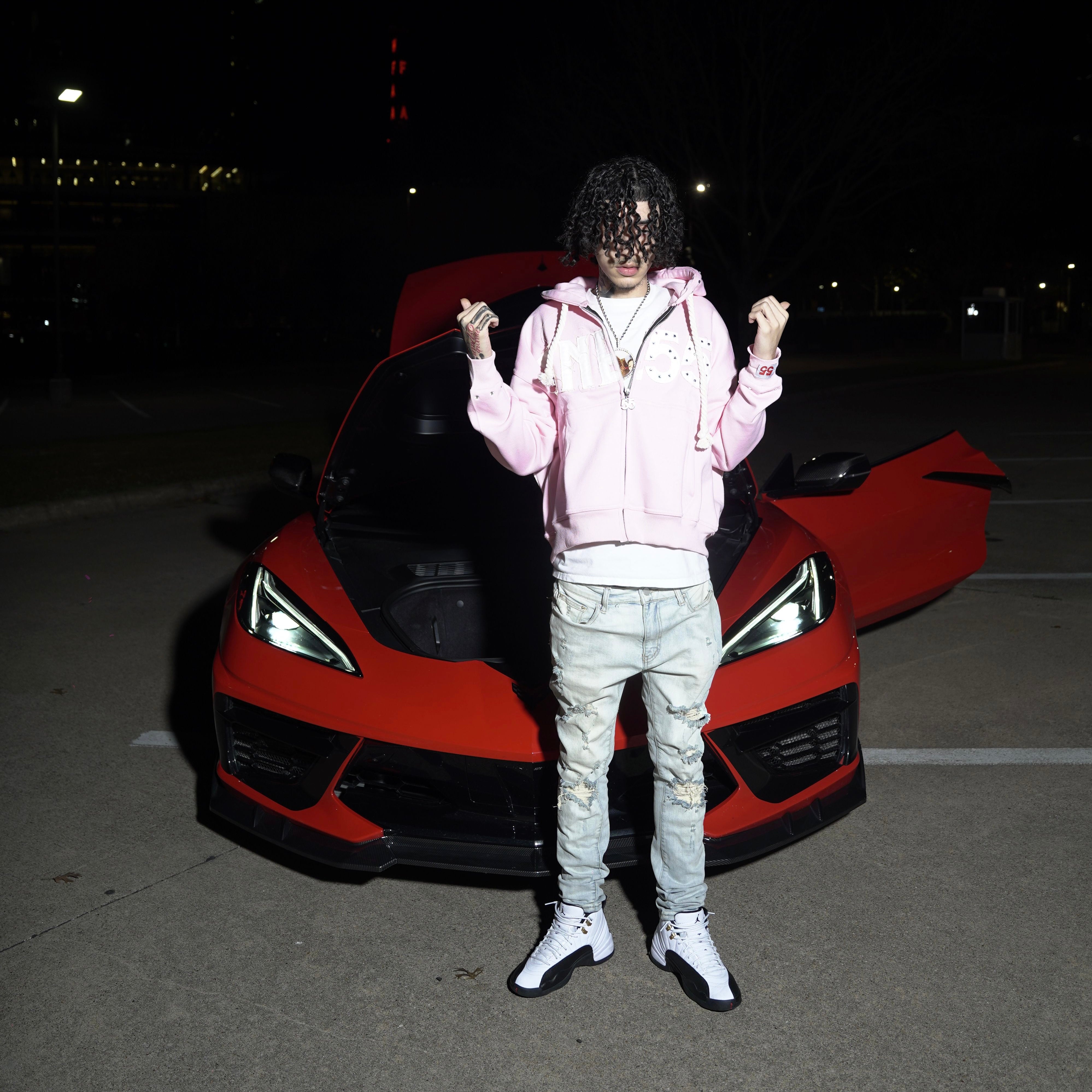 Pink  55 Rhinestone Zip up