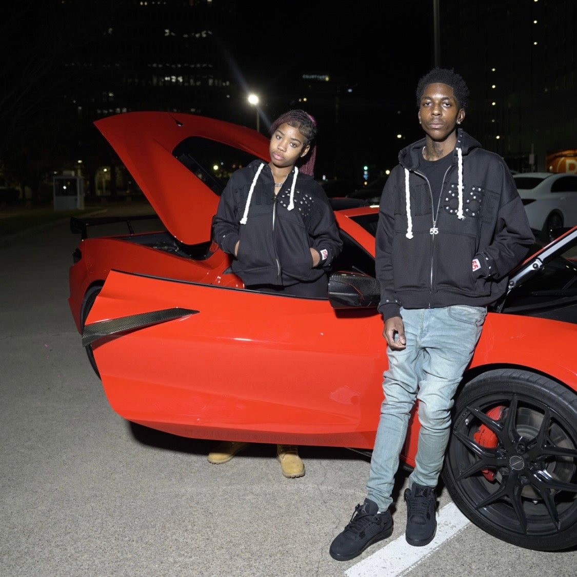 Black 55 Rhinestone Zip up